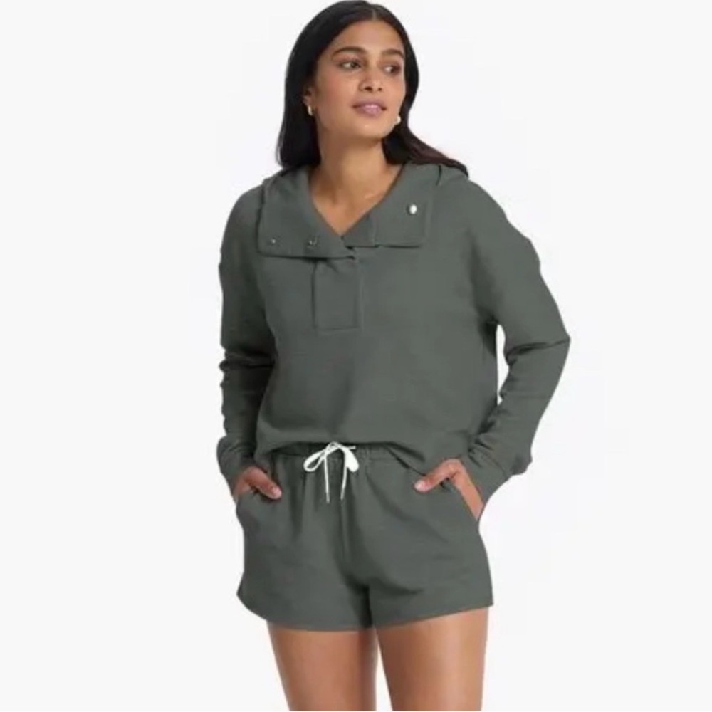 NWT VUORI Bayview Thermal Hoodie Waffle Knit Women's S Shale Snap Button